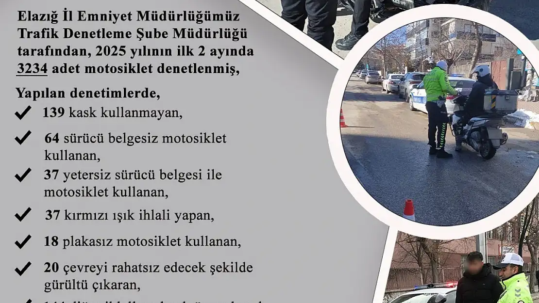 Elazığ'da motosikletler denetlendi