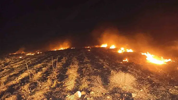 Darende'de anız yangını