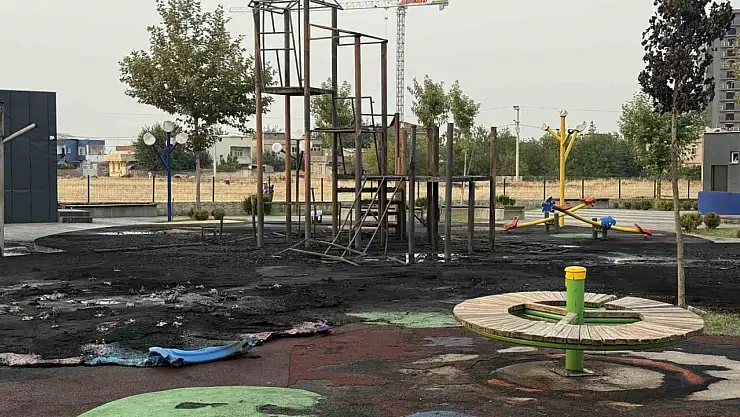 Diyarbakır'da çocuk parkı alevlere teslim oldu