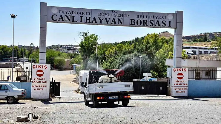 Diyarbakır'da kapatılan Canlı Hayvan Borsası ilaçlanıp dezenfekte edildi