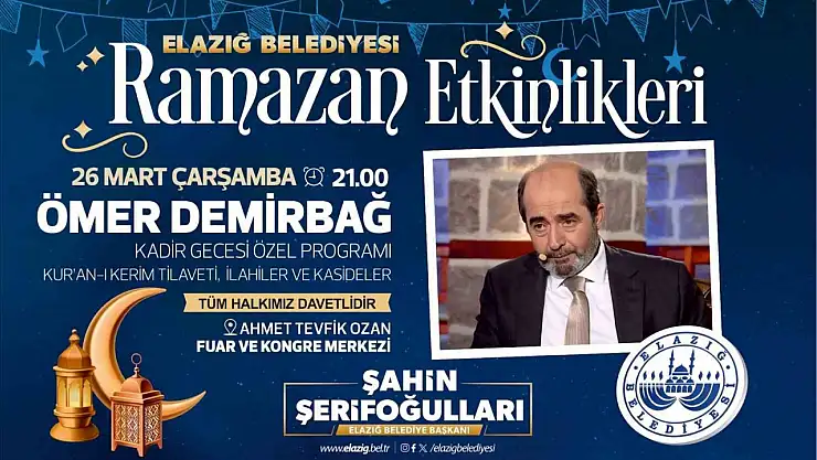 Elazığ Belediyesinden Kadir Gecesi özel programı