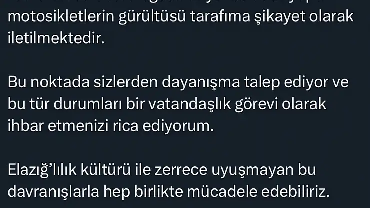 Elazığ Valisi Hatipoğlu'ndan vatandaşlara çağrı