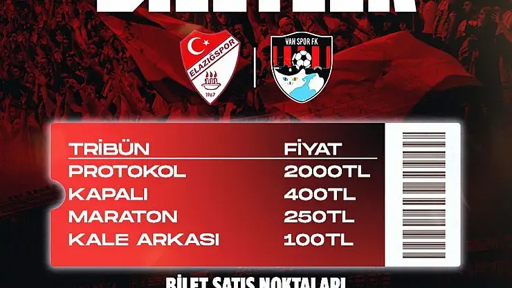 Elazığspor - Vanspor FK rövanş maçı biletleri satışta