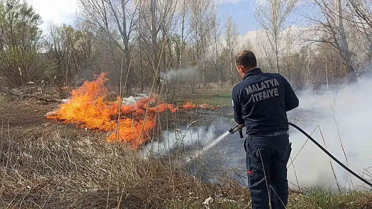 Malatya'da üç ayrı noktada bahçe ve sazlık yangını