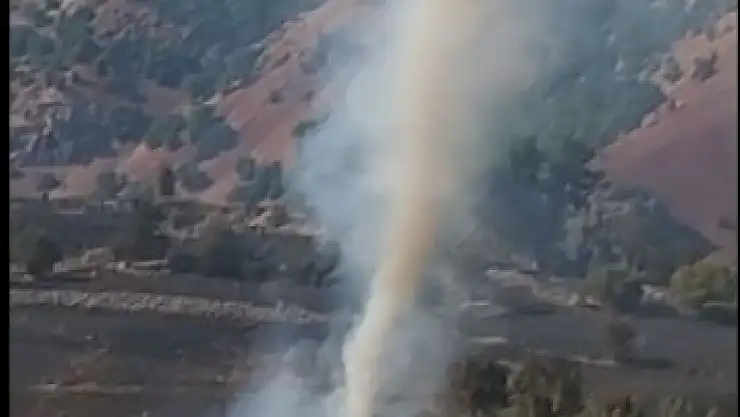 Tunceli'deki yangında çıkan hortum görüntülendi