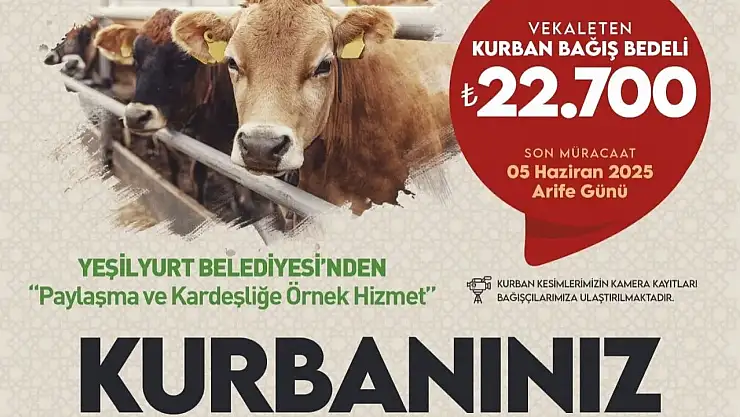 Yeşilyurt Belediyesi'nden kurban bağışı hizmeti