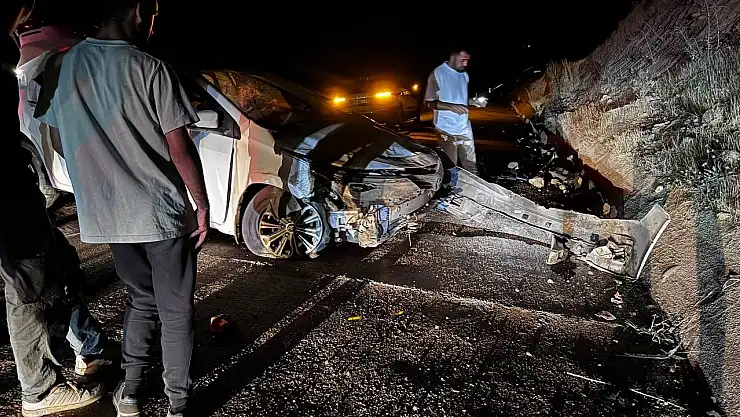 Yola çıkan hayvana çarpmamak için manevra yapan araç beton duvara çarptı
